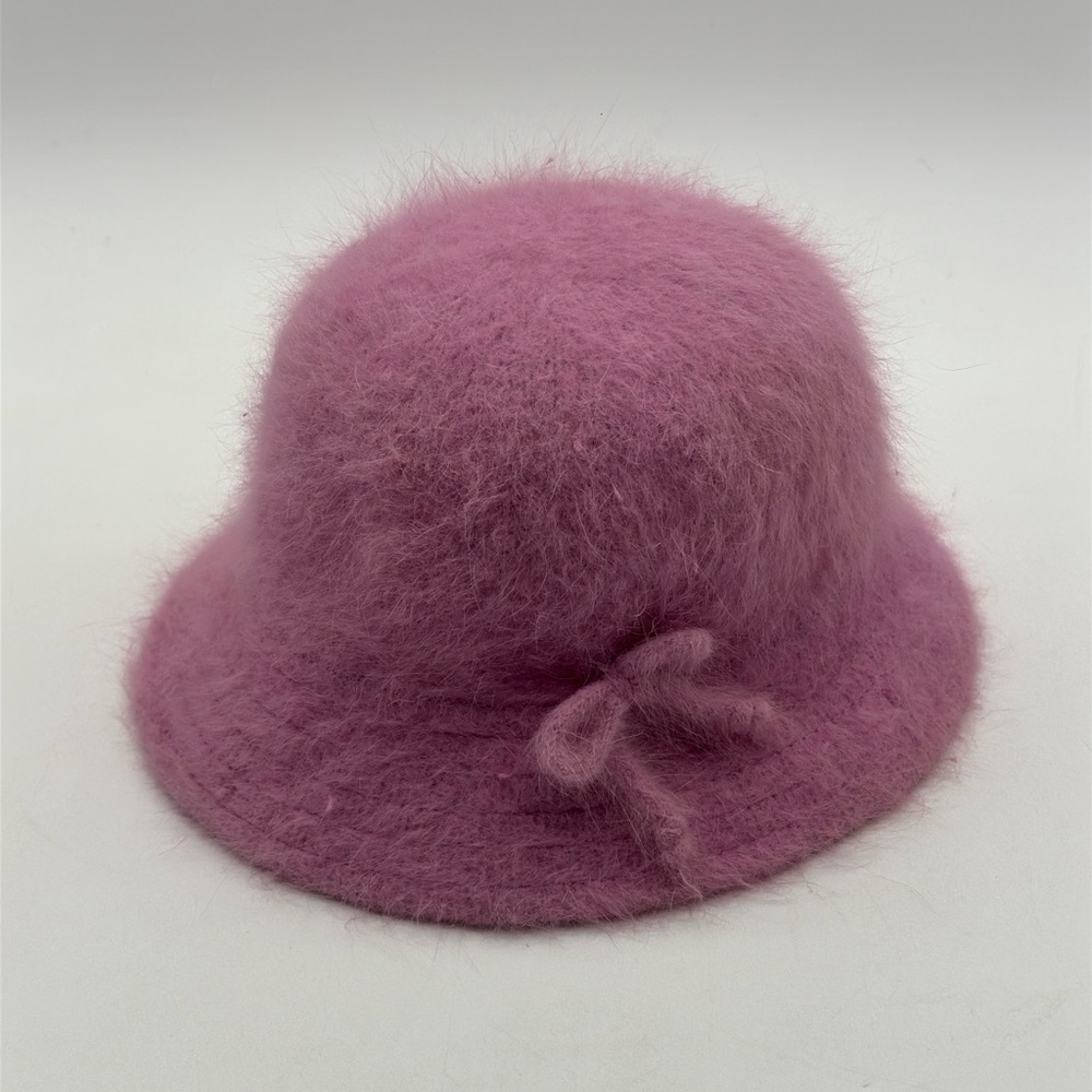 Rare Vintage Stussy Pink Angora Wool‎ Bucket Hat One Size fits all